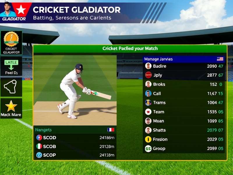 Cricket Gladiator team management interface